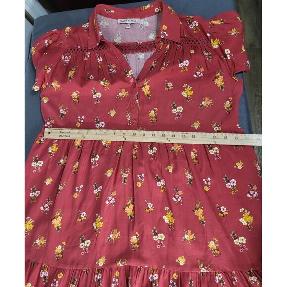 HARLOW & ROSE Tiered Floral Flowy Dress Women's SZ LG Country Prairie - Picture 6 of 9